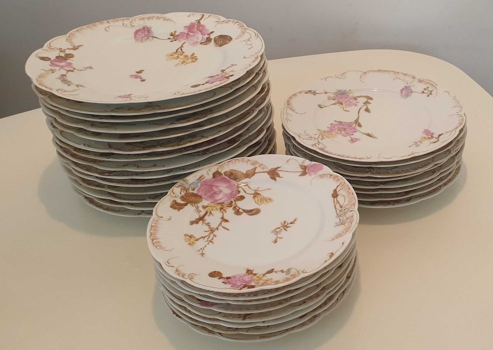 Serviço Jantar Porcelana Loiça Limoges França Aviland 42 Peças Em Mão