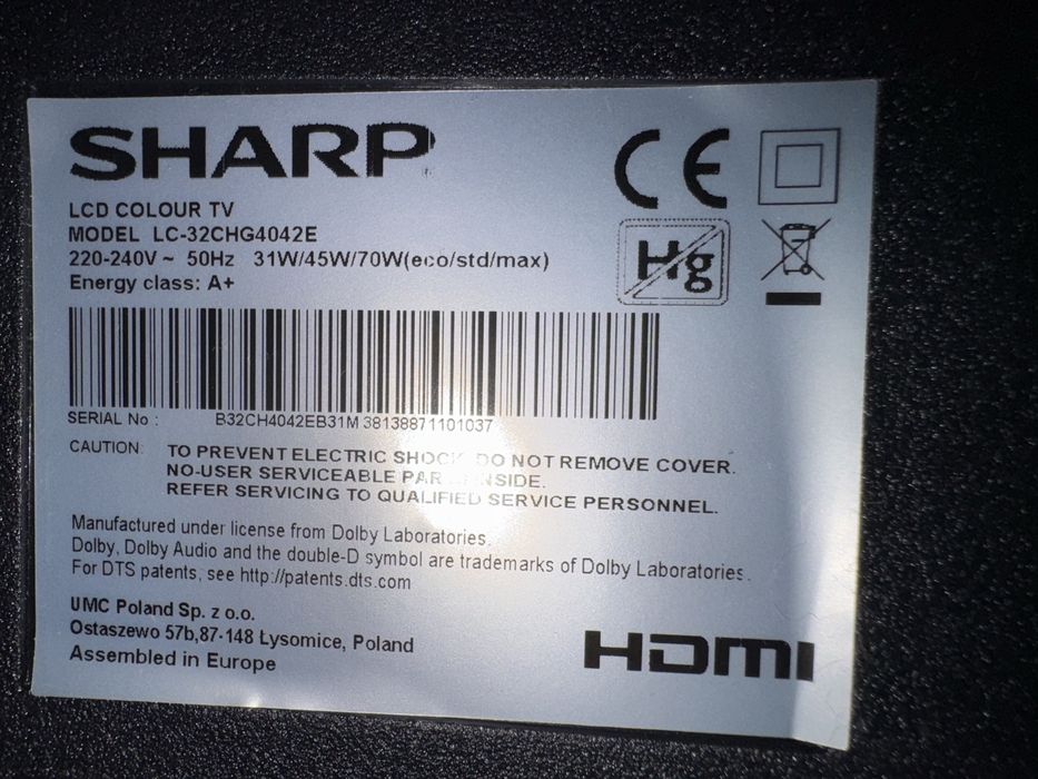 Телевізор SHARP LC-32CHG4042E