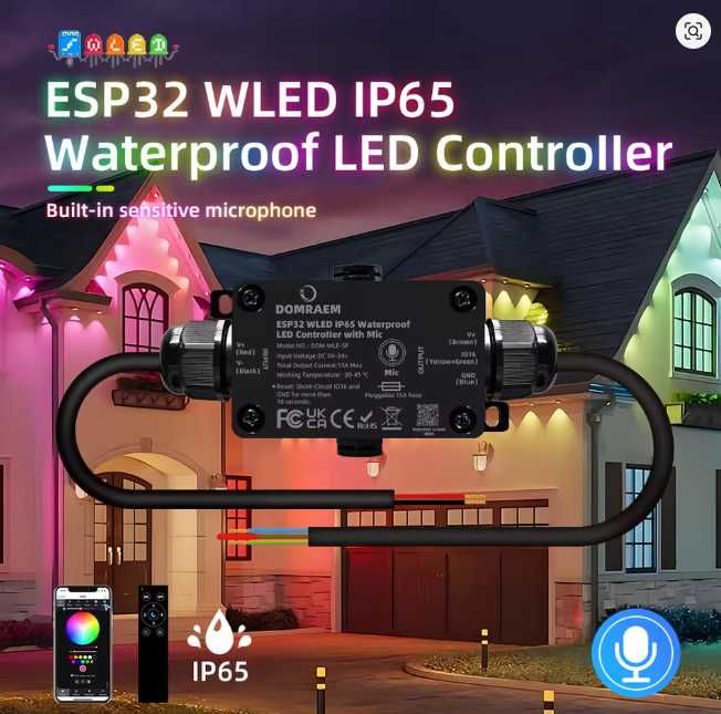 Цифровой светодиодный контроллер DOMRAEM ESP32 WLEDI P65 для  RGB лент