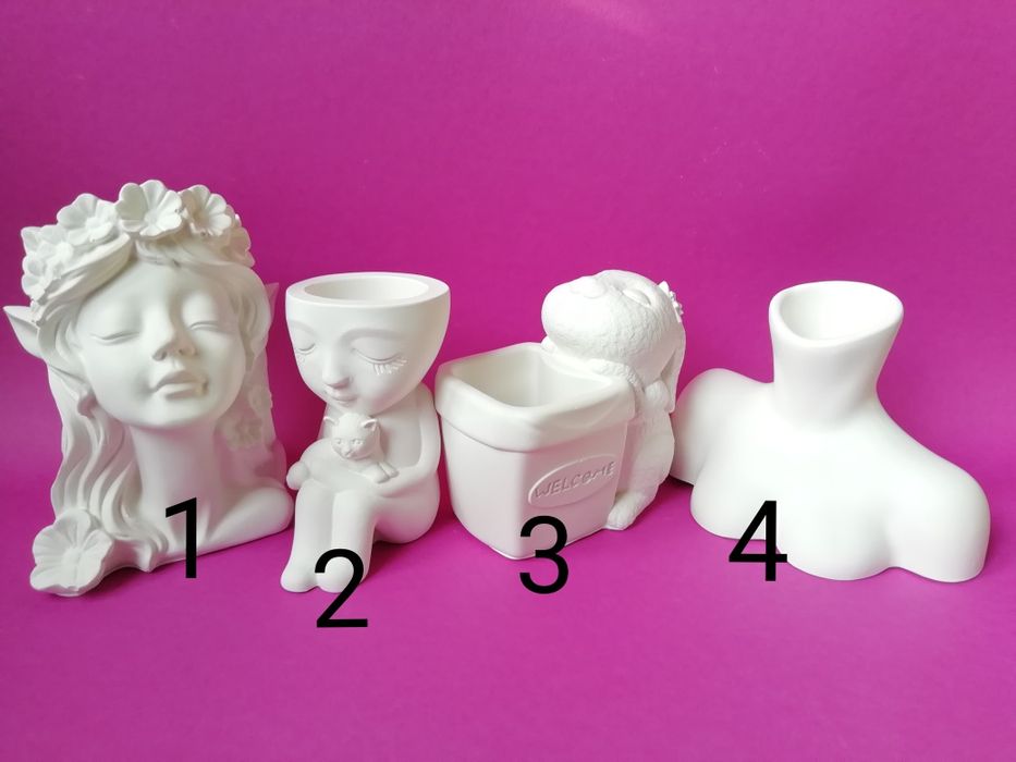 Гіпсове кашпо, підсвічники