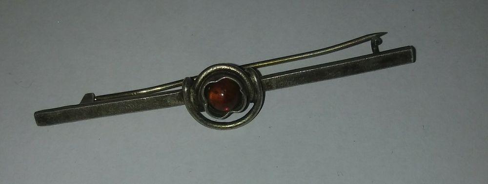 Warmet stara broszka srebro bursztyn