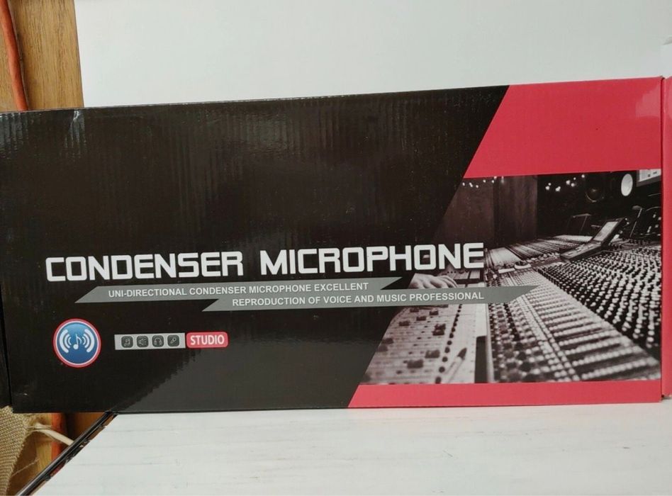 Kit Profissional de Microfone Condensador + Fonte Phantom 48V (Completo para Streaming, Podcast)