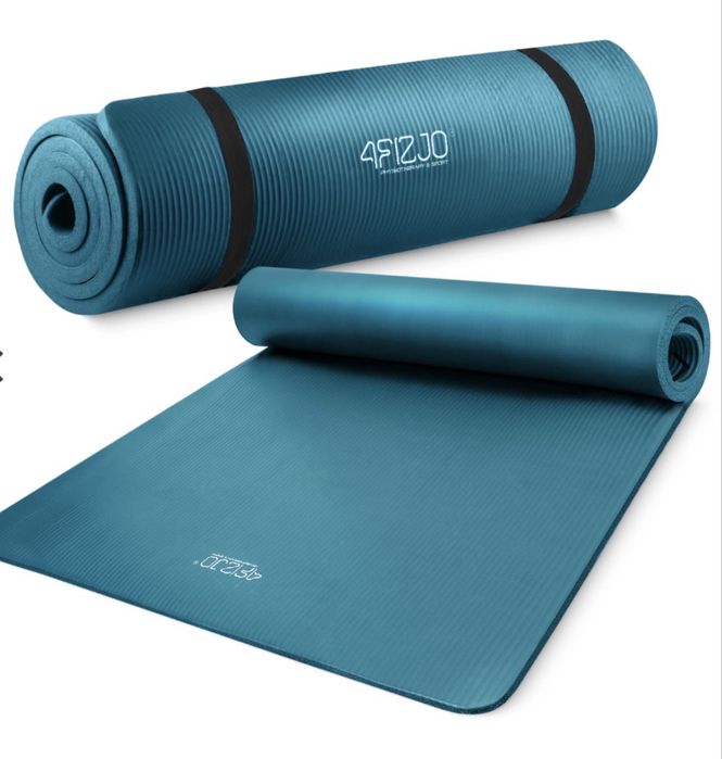 Mata do ćwiczeń fitness i jogi NBR 190 × 100 × 1,5 cm niebieska