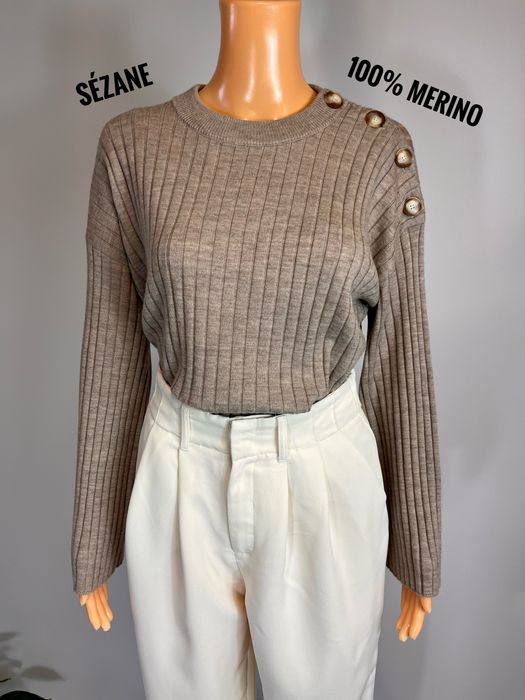 Sweter Sezane merino bezowy