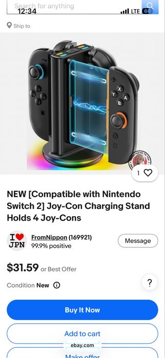 НОВИНКА! [Сумісна з Nintendo Switch 2] Зарядна підставка для Joy-Con вміщує 4 шт зарядна док станція