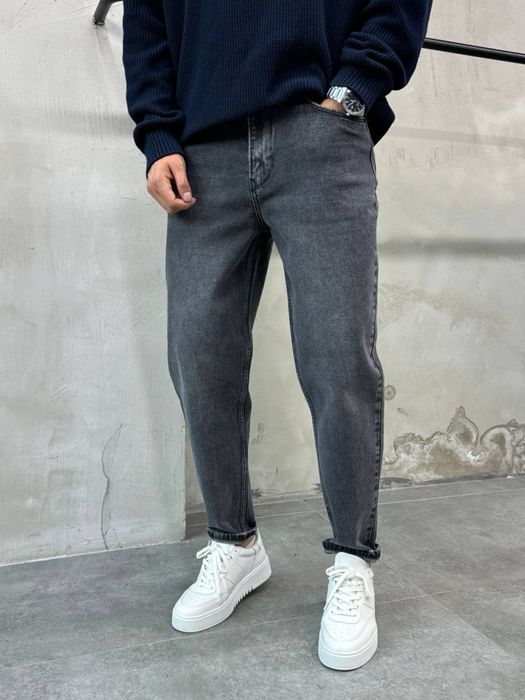 Чоловічі джинси мом темно сірі