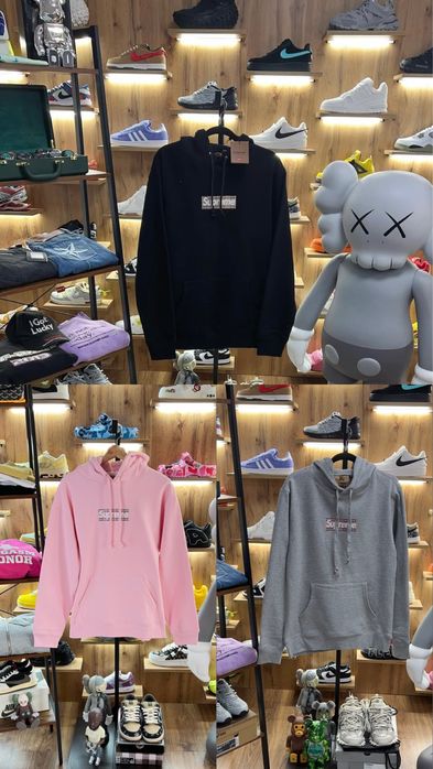 Худі Supreme x Burberry Box Logo Black / Pink / Grey