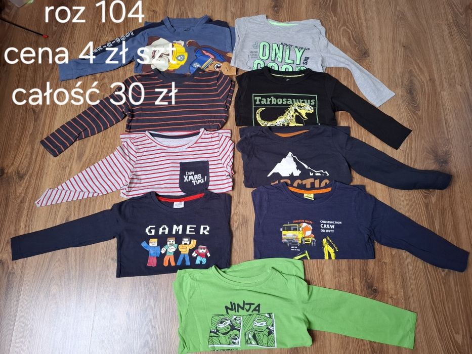 Bluzki długi rękaw dla chłopca roz 104