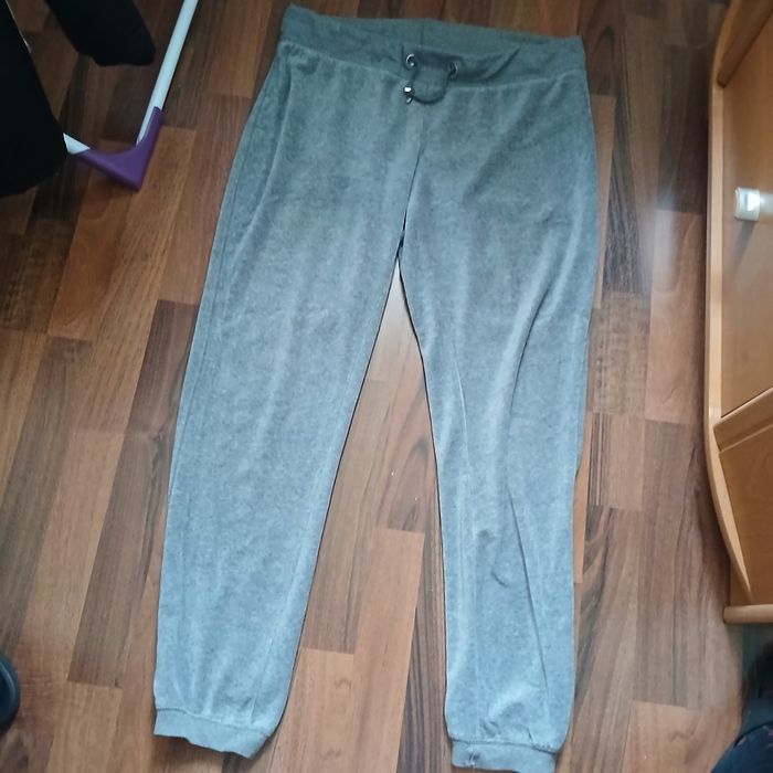 Штани велюрові розмір L сірий меланж на резинці