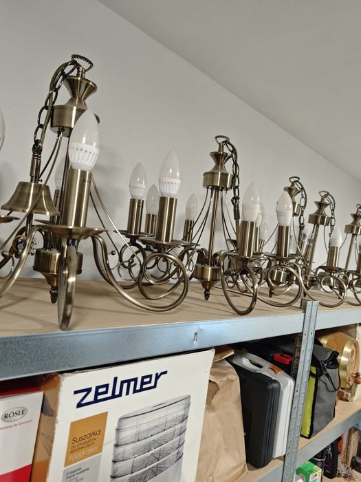 Żyrandol 6 ramienny i 3 ramienny styl klasyczny wiejski mosiężny