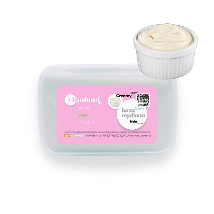 Baza mydlana glicerynowa CREAMY do ubijania, zdobienia biała  1 kg