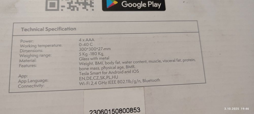 Tesla inteligentna  waga lazienkowa polska aplikacja wi-fi