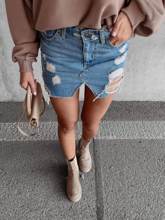 Spódniczka jeansowa Olavoga NOVA XS S M niebieska czarna