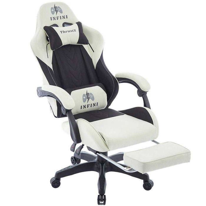 Fotel do biurka ThrustX Kremowy Tkanina Styl i Ergonomia Gaming