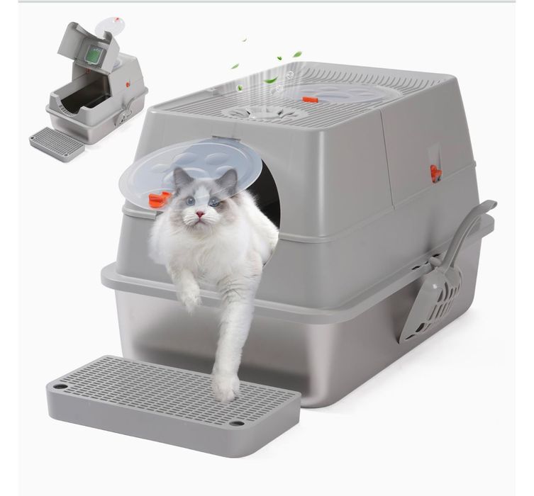 Caixa de Areia para Gatos em Aço Inoxidável - Como Nova