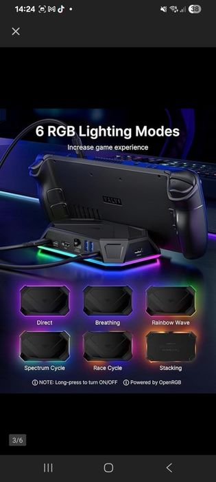 JSAUX STACJA DOKUJĄCA RGB 8 W 1 do Steam  Deck Oled 4K 60HZ