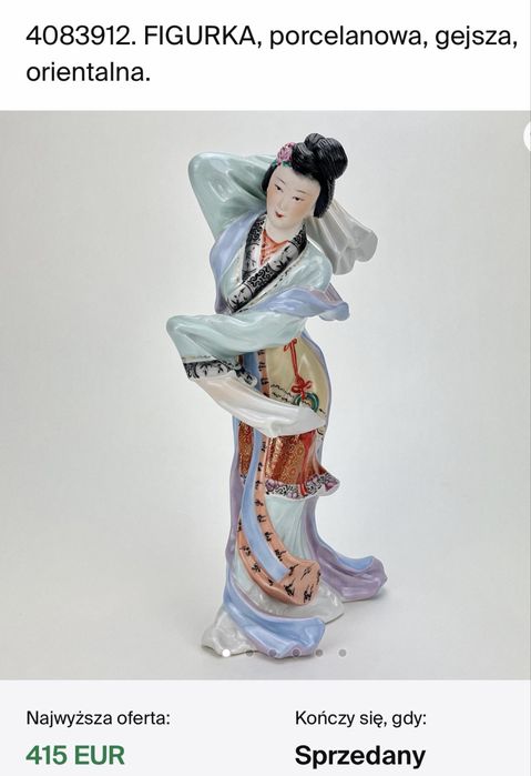 Niesamowita Porcelanowa Jingdezhen Figurka Tancerki Gejszy Unikat Top