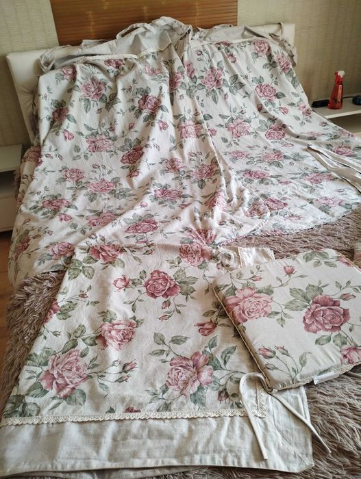 Комплект штори+скатертина+подушки на стільці Прованс Large Pink Rose