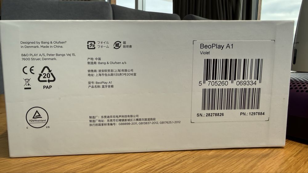 Głośnik  Bang & Olufsen Beoplay A1 – fioletowy jak Beosound