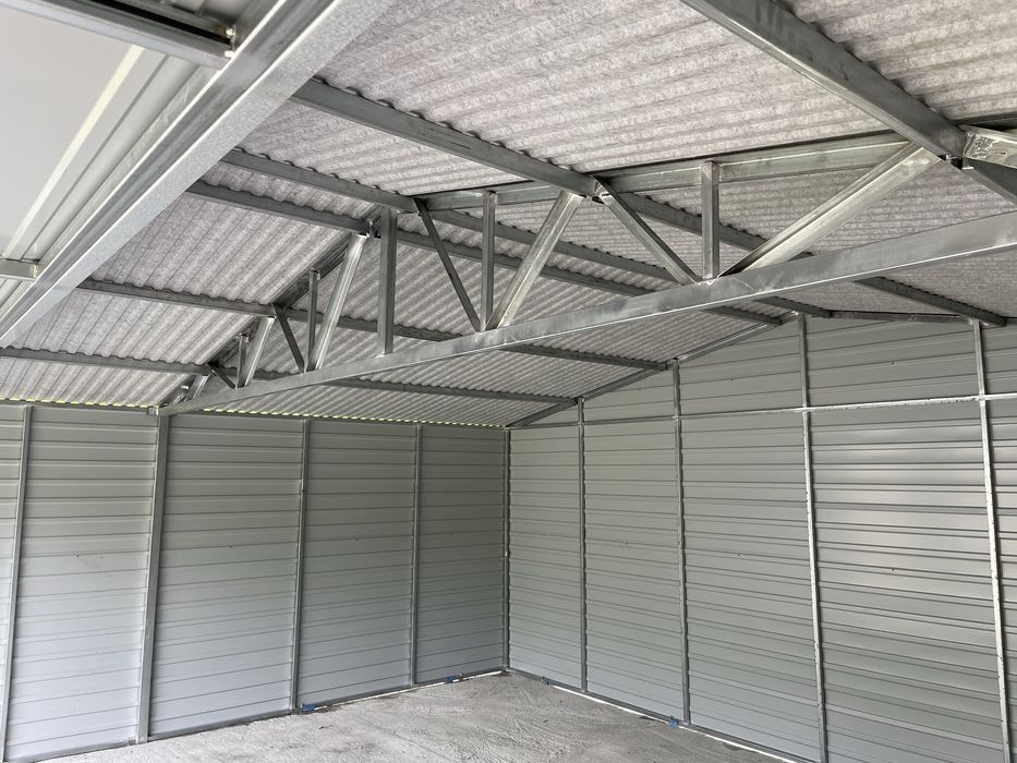 Garaż blaszany 6x5 grafit, antracyt. PROFIL OCYKOWANY.