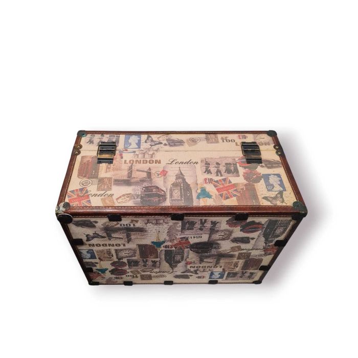 Mala Decorativa Vintage “London” – Grande, Rígida e com Estampa Retro