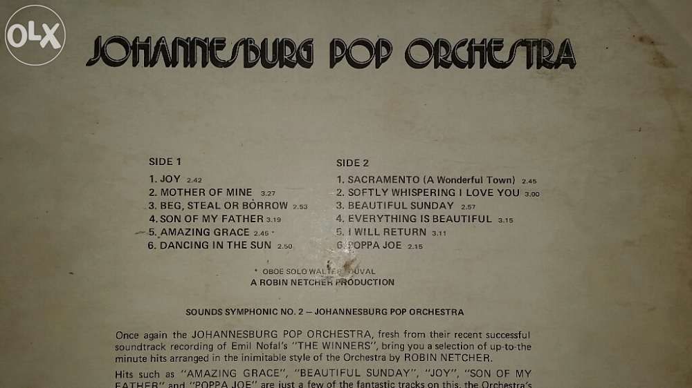 Sons instrumentais. Orquestra Joanesburgo. anos 70. Disco vinil.