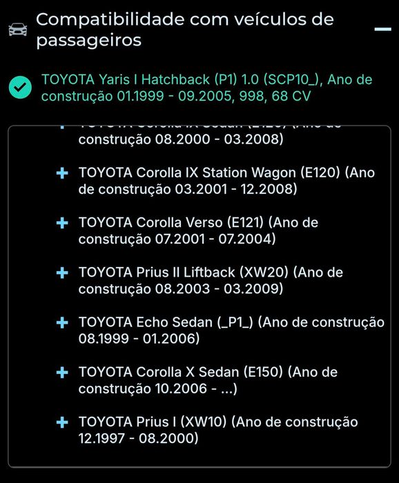 Pastilhas calço travão Toyota yaris