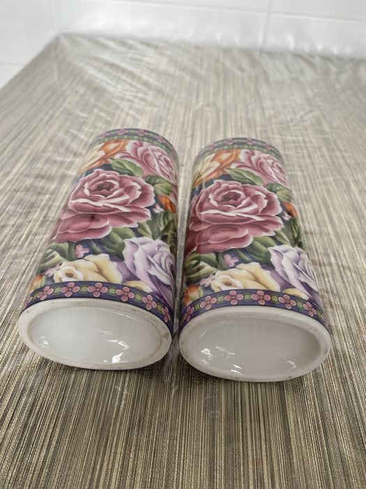 Par de vasos florais vintage asiáticos