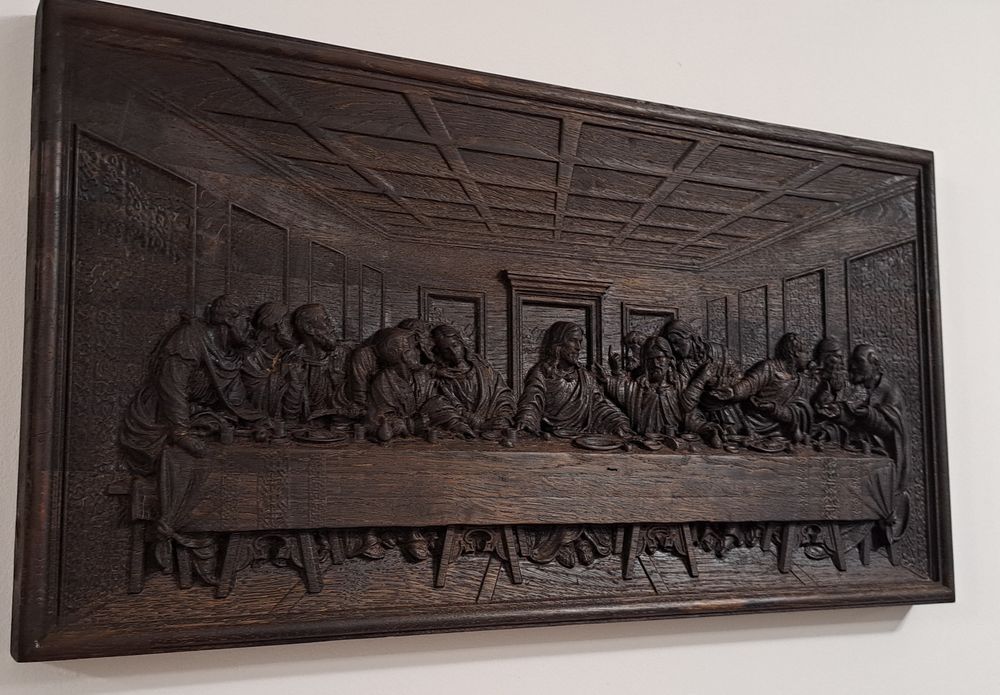Płaskorzeźba w dębie - Ostatnia Wieczerza, prezent, pamiątka