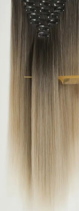 Włosy proste blond z odrostem 60 cm clip in, na spinkach