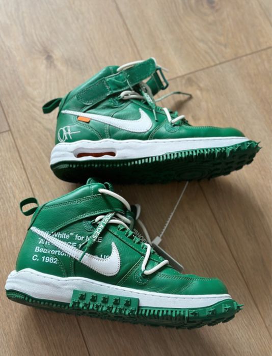 Oryginalne buty sneakersy Nike Air Force AF1 mid Off white zielone OF