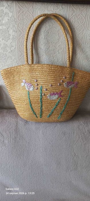 Продам пляжну солом'яну сумку
