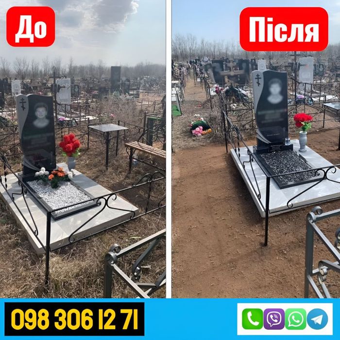 Аккуратная уборка могил: покраска оградки и крестов Днепр