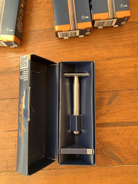 Безопасная бритва gillette king c с 5 сменными лезвиями станок т образный muhle r89