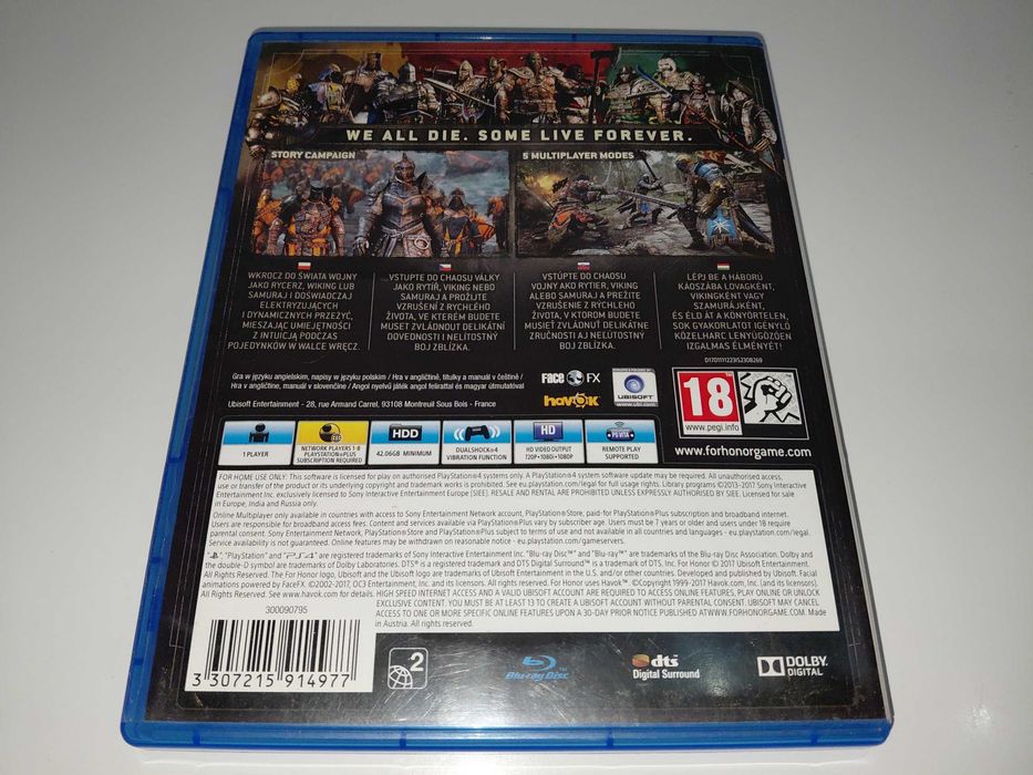 ps4 FOR HONOR PL po polsku okładka polska, gra walki i akcji