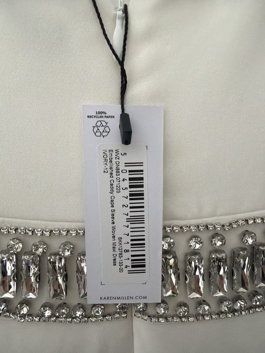 Suknia karen millen maxi pereryna kryształki biala