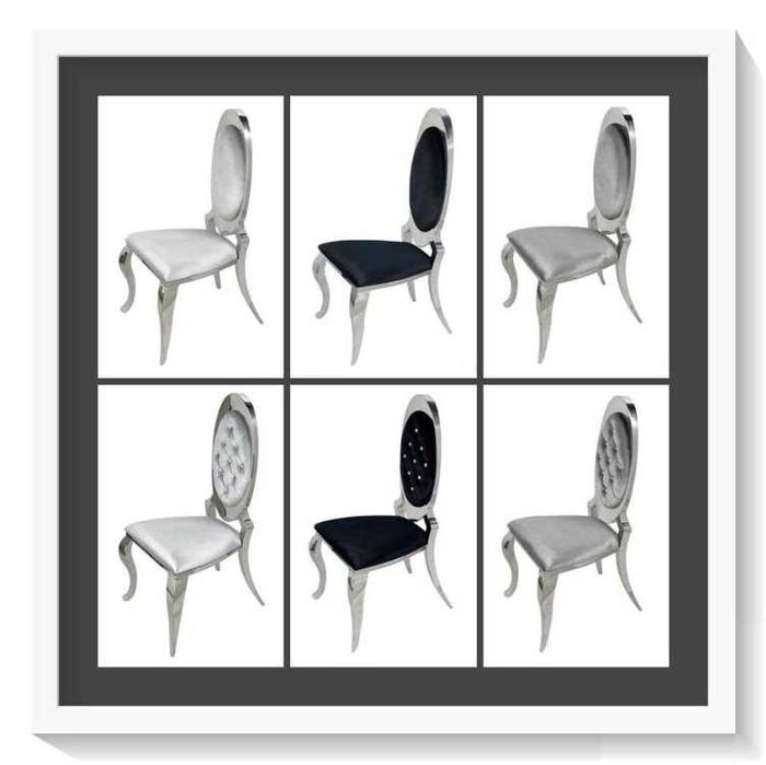 Krzesło glamour Victoria 2 Szare / Czarne / Gładkie / Pikowane