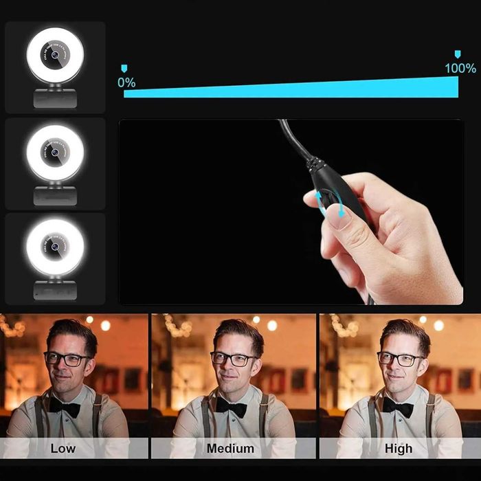Веб камера full HD 1080P з вбудованим мікрофоном підсвіткою триногою