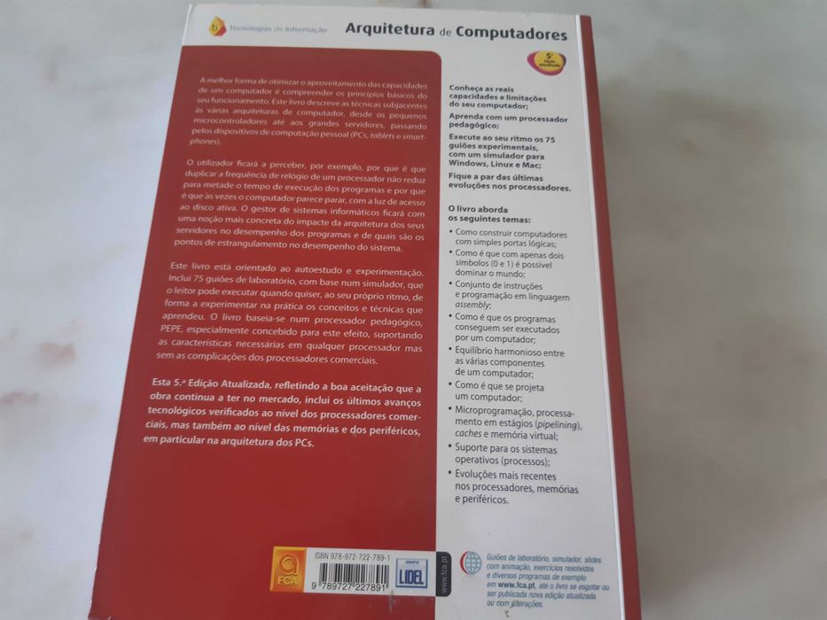 Livro "Arquitetura de Computadores", Ed. Informática, como novo