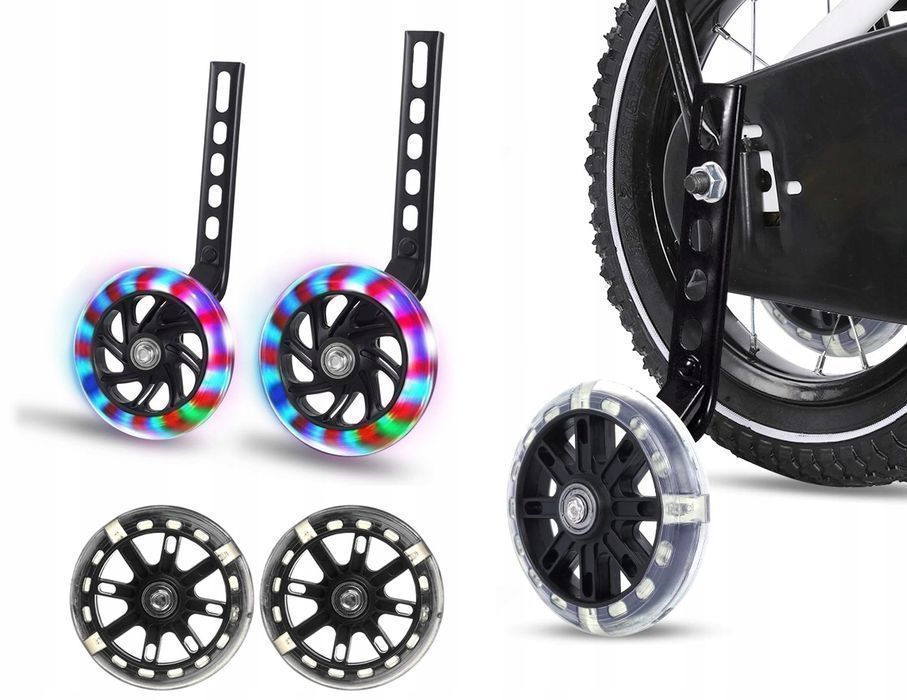 Kółka podporowe boczne do roweru 12-20 z LED uni kolorowe świecące