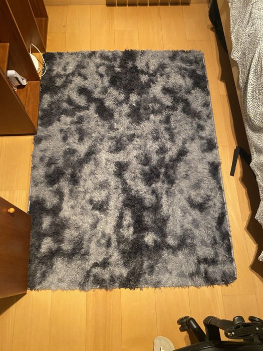 Tapete Tie Dye Cinza/Preto 120x160