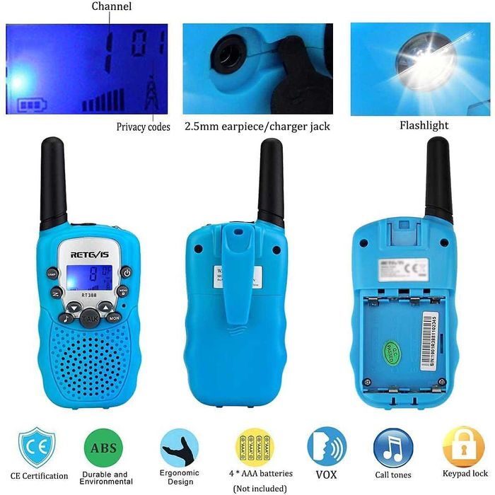 Retevis RT388 Walkie Talkie Rádios Lanterna Campismo Brinquedo  Natal