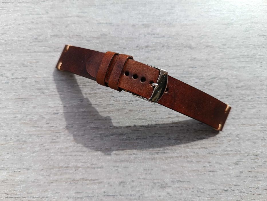 Skórzany pasek zegarka 18,5 mm szerokości ciemny kasztan