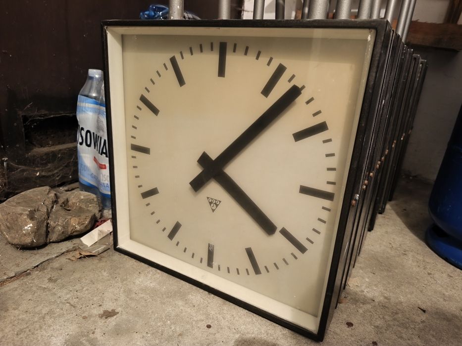 Zegar dworcowy kolejowy Pragotron obustronny, oryginał retro, UNIKAT!