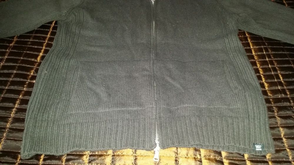 CALVIN KLEIN sweter brązowy z kołnierzem L