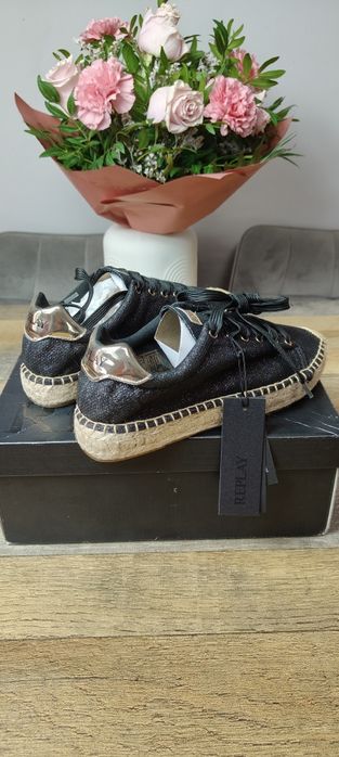 NOWE buty espadryle damskie Replay rozmiar 39 wkładka 25 cm czarne
