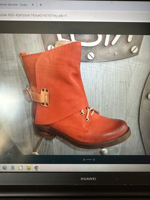 Trzewiki Lesta damskie czerwone 38 trapery workery skóra