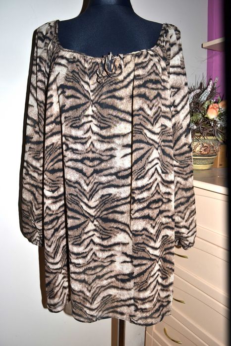 171^  elegancka duża szyfonowa bluzka tunika koszulowa  58/60