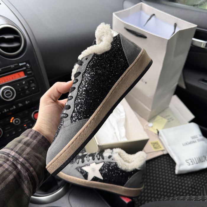 Жіночі зимові кеди кросівки з хутром Golden Goose Black Grey Premium