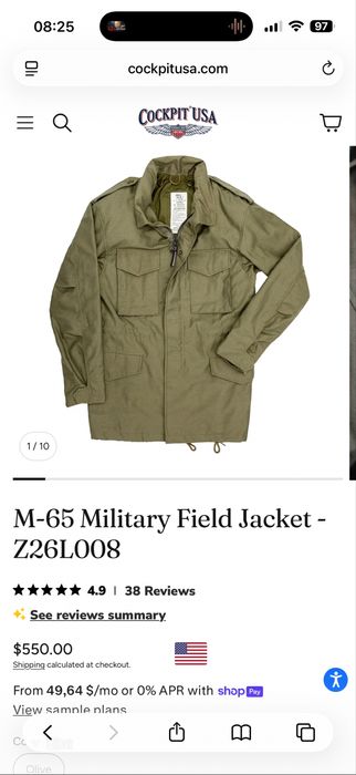 Куртка M-65 Military Field Jacket Cockpit USA